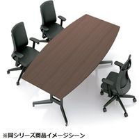 【組立設置込】プラス WX-J3 スクエアテーブル 配線口付 抗菌 幅2400×奥行1200×高さ720mm Pウォルナット×P×銀 1台（直送品）