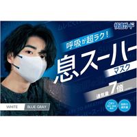 白元アース 快適ガード 息スーハーマスク 58143-0 1袋(5枚入) ホワイト×ブルーグレー バイカラー 立体タイプ  JIS規格 一般用マスク適合