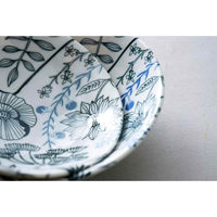 アイトー ボウル 16cm M フラワーパターン 磁器 美濃焼 黒 463102 1個（直送品）