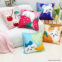 MORIPiLO ちいかわ クッションカバー (ハチワレ うさぎ さくらんぼ ピンク) 45x45cm グッズ 可愛い 柔らかめ 背もたれクッション