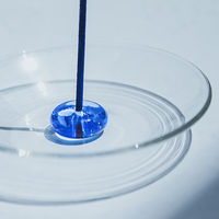 大香 お香皿／香立て HFT Glass Incense Holder クリア×ブルー 1セット（香皿1枚／香立て1個）