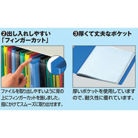 コクヨ　クリヤーブック（ウェーブカット・固定式）　B4タテ40ポケット　青　ブルー　ラ-T574B　1冊（わけあり品）