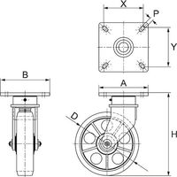 マーテック MARTEC マリン用防水型キャスター シングルホイール ウレタン車 自在 MSR300 1台 641-9293（直送品）
