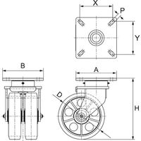マーテック MARTEC マリン用防水型キャスター ダブルホイール ウレタン車 自在 MWR250 1台 641-9299（直送品）