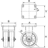 マーテック MARTEC マリン用防水型キャスター ダブルホイール ウレタン車 固定 MWF300 1台 641-9294（直送品）