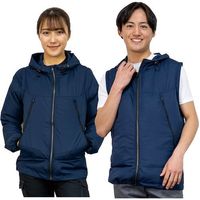 岡潮 空調付2Wayパーカー+モバイルバッテリー付30101 ネイビー 5L 30101-5L-0920 1式 660-6884（直送品）