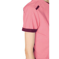 【再検品商品】フォーク レディスジップスクラブ ベージュ×Dネイビー 4L 7023SC-10ー4L 1枚　スクラブ（わけあり品）