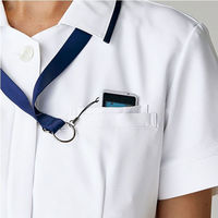 【再検品商品】住商モンブラン ナースジャケット　半袖 白/ネイビー 73-2421 5L 1枚（わけあり品）