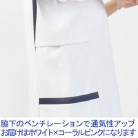 【再検品商品】アシックス スクラブ レディス 半袖 ホワイト×コーラルピンク L CHM354-0192 1枚　スクラブ（わけあり品）