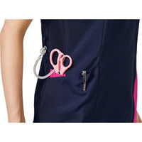 【再検品商品】フォーク レディスジップスクラブ ダークネイビー×チェリーピンク 4L 7023SC-27-4L 1枚　スクラブ（わけあり品）