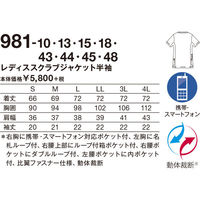 【再検品商品】KAZEN レディススクラブ半袖 981-18 L 1枚　スクラブ（わけあり品）