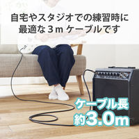 アナログケーブル シールドケーブル φ6.3-φ6.3 3m 楽器用 黒 DH-SH30BK エレコム 1個