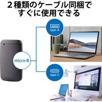 SSD 外付け ポータブル 1TB Type-C・USBAケーブル付 ブラック ESD-EFA1000GBKR エレコム 1個（直送品）