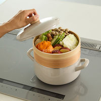 ホーロー鍋 20cm IH・ガス火対応 せいろ付き グレージュ SER-20W.GG 1個 富士ホーロー