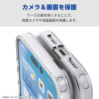 エレコム iPhone 16e ケース ハイブリッド メタルステッカー付 マットブラック PM-A25SHVCKBK 1個
