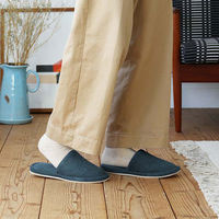 スリッパ 外縫いタイプ 室内 洗濯可 静音 滑り止め付 Mサイズ ダークブルー 1足 オリジナル