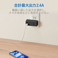 USB充電器 電源タップ コンセント×2 USB-A×2 ほこりシャッター 黒 MOT-U07-22BK エレコム 1個