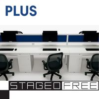 【組立設置込】プラス ステージオ フリー タイプS 両面ベース トレーなし 幅2400×奥行1400×高さ720mm ホワイト/ホワイト 1台（直送品）