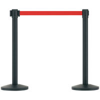 アスプルンド 自動ロック機能付きべルトポールパーティション スタンダード　マットブラック（ベルト:レッド） 1セット（8台（6梱包））