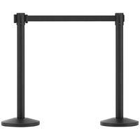 アスプルンド 自動ロック機能付きべルトポールパーティション スタンダード　マットブラック（ベルト:ブラック） 1セット（8台（6梱包））