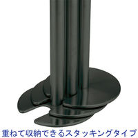 アスプルンド 自動ロック機能付きべルトポールパーティション スタッキング　マットブラック（ベルト:レッド） 1セット（8台（6梱包））