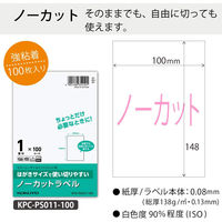 コクヨ はがきサイズで使い切りやすいラベル ノーカット KPC-PS011-100 1袋(100シート入)