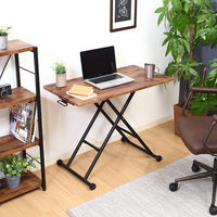 不二貿易 ナビアシリーズ フリーテーブル 幅900×奥行480×高さ120～700mm ブラウン/ブラック 14654 1台（直送品）