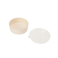 木具輪 (木製弁当箱)エコオリFLR-05F　円形S130Φ　透明蓋穴有1箱(600個) SD196043-600（直送品）