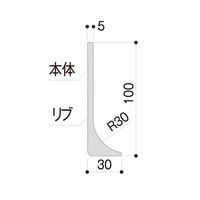 フクビ化学工業 樹脂R巾木 クリーンライン100-30R CL30G 1梱包(10本入)（直送品）