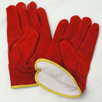 小野商事 牛床革手袋 オイル加工 内綿付き レッド M 朱雀 AG4813 AG4815M 1双（直送品）