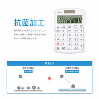 アスカ 軽減税率電卓 抗菌タイプ ホワイト C1250W 1セット(1個×2)