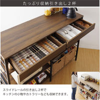 【軒先渡し】Sunharvest レンジ収納カウンター 引き出し付き ダークブラウン WJ-1200 DBR 1台（直送品）