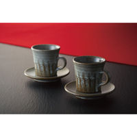ヤマ庄陶器 信楽焼 白釉立線 ペア珈琲碗皿 G3ー1909 1箱（直送品）