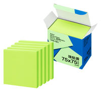 【強粘着】アスクル はたらく 強粘着ふせん 75×75mm ビビッドグリーン （正方形） 5冊  オリジナル