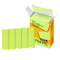 【強粘着】アスクル はたらく 強粘着ふせん 75×25mm ビビッドグリーン （短冊） 10冊（5冊×2箱）  オリジナル