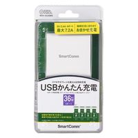 オーム電機 USBチャージャー4ポート 36W 03-3091 1個