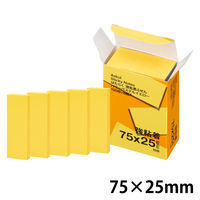 【強粘着】アスクル はたらく 強粘着ふせん 75×25mm パワーパステルイエロー （短冊） 5冊  オリジナル