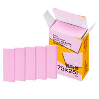 【強粘着】アスクル はたらく 強粘着ふせん 75×25mm パワーパステルピンク （短冊） 5冊  オリジナル