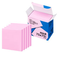 【強粘着】アスクル はたらく 強粘着ふせん 75×75mm パワーパステルピンク （正方形） 10冊（5冊×2箱）  オリジナル