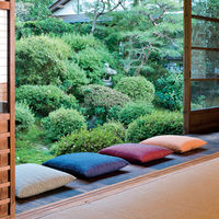 一宮　工夫庵　唐桟縞-とうざんじま-　座布団（カバーのみ）　紺　1枚（直送品）