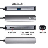 サンワサプライ USB Type-Cマルチ変換アダプタ(HDMI+LAN付・ケーブル15cm) USB-3TCHLP7S 1個