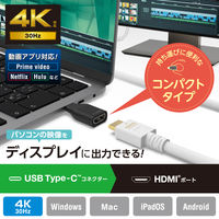 変換アダプタ ( USB Type C to HDMI ) 4K 30Hz ブラック AD-CHDMIADBK エレコム 1個（直送品）