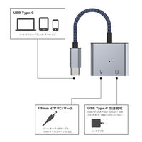 USB Type-C オーディオ変換 PD60W給電 3.5mm イヤホンジャック 変換アダプタ USBハブ ドック 1個