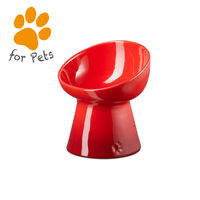 ル・クルーゼ ハイスタンド ペットボール ディープ チェリーレッド フードボウル ペット用 犬 猫 食器