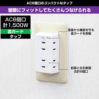 朝日電器 耐雷6個口タップ A-S600(W) 1個