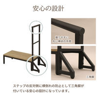 エイ・アイ・エス 手摺付 スチール製踏み台 幅735×奥行300×高さ775mm ブラック×ブラウン AHFD-01 BR 1台（直送品）