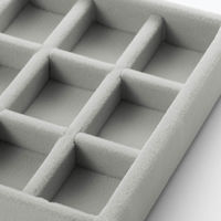 無印良品 重なるベロアケース格子 アクリルケース用 約幅15.5×奥行12×高さ2.5cm 良品計画