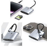 カードリーダー ライトニング端子 SD/microSDカードスロット搭載 Lightning変換アダプター シルバー 1個