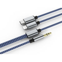 オーディオ変換アダプタ 3.5mmオーディオ[オス] - ライトニング[オス]＋USB Type-C[オス] 1m Lightning