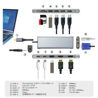 ドッキングステーション USB Type-C 映像分配機能搭載 HDMI VGA LAN SDカードスロット オーディオ端子 1個